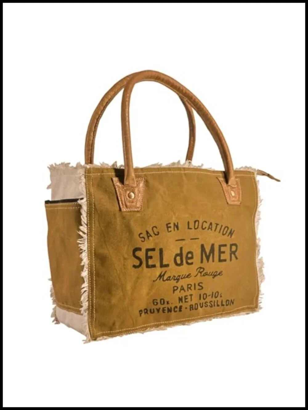 Upcycled Canvas & Cowhide Tote Bag with Zipper Closure